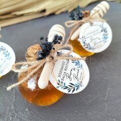 Hediyeliklerbizden  Etiket yazılı Yıl Başı Yeni Yıl Hediyelik  10 adet  Bal Kaşıklı 28 cc Mini Cam Kavanozda Söz, Nişan, Nikah, Doğum Günü Hediyeliği(Kopya)(Kopya)