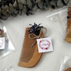 Hediyeliklerbizden Güllü  Jelatin Poşette 10 Adet  Hediyelik Ağaç Tarak  Nikah Şekeri Söz Nişan Hediyeliği Kına Nikah Doğum Günü Hediyelik