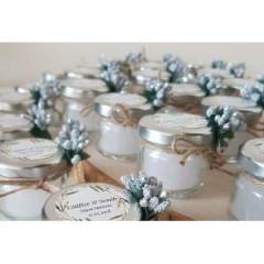 10 Adet 28 cc  Cam Şişede Mantar Kapaklı Deniz Kabuklu Jel Mum Beyaz