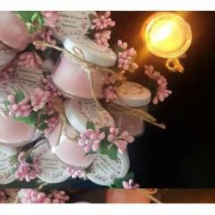 10 Adet 28 cc  Cam Şişede Mantar Kapaklı Deniz Kabuklu Jel Mum Beyaz