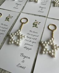 10 Adet Hediyeliklerbizden Jelatin Poşette İncili Yıldız Anahtarlık Nikah Şekeri  Söz Nişan Hediyeliği  Kına Nikah Doğum Günü Hediyelik