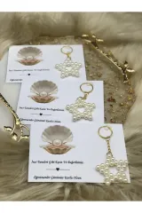 10 Adet Hediyeliklerbizden Jelatin Poşette İncili Yıldız Anahtarlık Nikah Şekeri Söz Nişan Hediyeliği Kına Nikah Doğum Günü Hediyelik