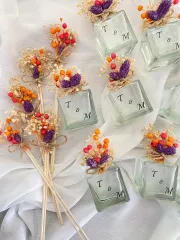 10 Adet Hediyeliklerbizden Cam Şişede Bambu Çubuklu  Oda Kokusu  Hediyelik Kokulu Mum Söz Nişan Kına Nikah Düğün Doğum Günü Hediyelik Kız İsteme