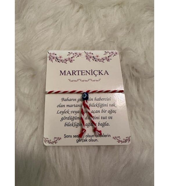 10 Adet Kartlı jelatin poşette  Marteniçka Kırmızı Beyaz Şans Bilekliği - Mart Ipi Dilek Bilekliği - Nazar 8 Mart Kadınlar Günü Hediyesi(Kopya)