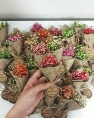 50 Adet Mıknatıslı Hediyelik Jut Kumaşta Kurtulmuş Çiçekler