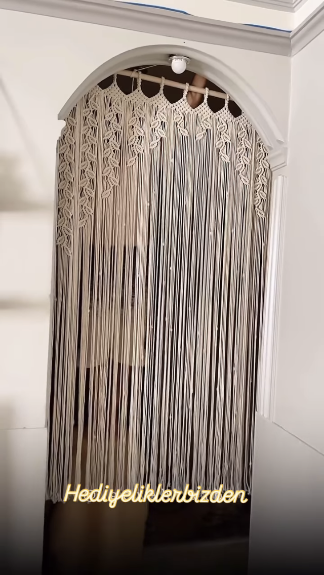 Hediyeliklerbizden En 100 Boy 200 cm  Sarmaşık Model Makrome Kapı Perdesi