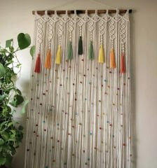 Hediyelikler bizden 120 × 200 Boncuklu Püsküllü makrome kapı perdesi istenilen ölçüde sipariş alınır beş iş gününde kargo yapılır