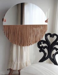 Makrome Yarım Ayna en 80 boy 30 cm Püskül Boyu 30 cm toplam 30 cm dir