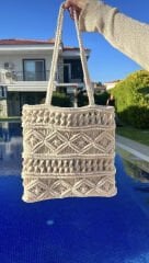 Yeni Trent Makrome Yaz Çantası Plaj Çantası 35 x 40 cm Astarlıdır