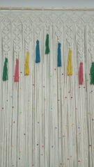 Renkli Püsküllü Rustik Ağaç Hediye Makrome Kapı Süsü Kapı Sinekliği Dekoratif Süs 100 x 200 cm(Kopya)