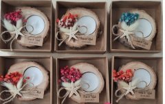 10 Adet Resimli  Ağaç Kütük Mağnet Nikah şekeri KREM