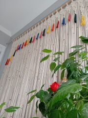 Hediyeliklerbizden En 100 cm Boy 200  Makrome Kapı Cam Perdesi İstenilen Ölçüde Hazırlanır