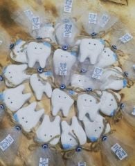 10 Adet Diş Buğday Hediyelik Etiketli Mağnet Mıknatıslı Bebek Şekeri  Kokulu Taş Beyaz